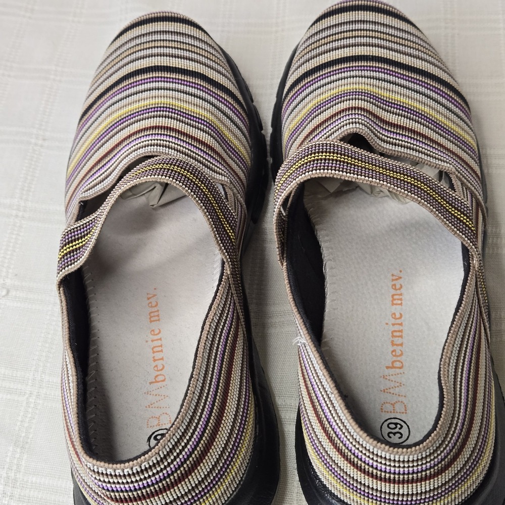 NWOB‎ Bernie Mev Mary Jane Comfort Shoes 39 (8) Multicolor Striped Slip On Flats - Picture 7 of 11